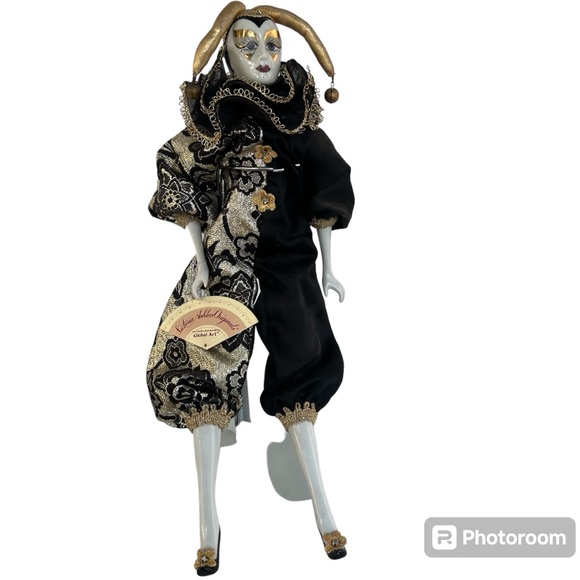 1980s Harlequin Pierrot Porcelain Doll with Stand 
House of Global Art Victoria - Picture 1 of 16